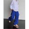 imageOYOANGLE Mens Baggy Cargo Pants Elastic Drawstring Waist Flap Pocket Y2K Hip Hop TrousersRoyal Blue