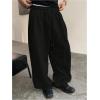 imageOYOANGLE Mens Baggy Sweatpants Drawstring Elastic Waist Loose Wide Leg Athletic Sweat Pants with PocketsBlack