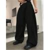 imageOYOANGLE Mens Baggy Sweatpants Drawstring Elastic Waist Loose Wide Leg Athletic Sweat Pants with PocketsBlack