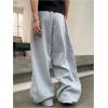 imageOYOANGLE Mens Baggy Sweatpants Drawstring Elastic Waist Loose Wide Leg Athletic Sweat Pants with PocketsGrey