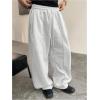 imageOYOANGLE Mens Baggy Sweatpants Drawstring Elastic Waist Loose Wide Leg Athletic Sweat Pants with PocketsLight Grey