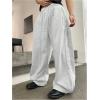 imageOYOANGLE Mens Baggy Sweatpants Drawstring Elastic Waist Loose Wide Leg Athletic Sweat Pants with PocketsLight Grey