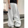 imageOYOANGLE Mens Baggy Sweatpants Drawstring Elastic Waist Loose Wide Leg Athletic Sweat Pants with PocketsLight Grey