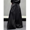 imageOYOANGLE Mens Baggy Wide Leg Pants Button Front Pleated Long Trousers Zipper Fly Palazzo Pants StreetwearBlack