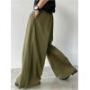 imageOYOANGLE Mens Baggy Wide Leg Pants Zipper Fly Pleated Trousers Business Casual Dress Pants with PocketArmy Green