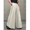 imageOYOANGLE Mens Baggy Wide Leg Pants Zipper Fly Pleated Trousers Business Casual Dress Pants with PocketBeige