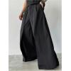 imageOYOANGLE Mens Baggy Wide Leg Pants Zipper Fly Pleated Trousers Business Casual Dress Pants with PocketBlack