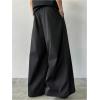imageOYOANGLE Mens Baggy Wide Leg Pants Zipper Fly Pleated Trousers Business Casual Dress Pants with PocketBlack