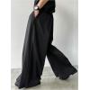 imageOYOANGLE Mens Baggy Wide Leg Pants Zipper Fly Pleated Trousers Business Casual Dress Pants with PocketBlack