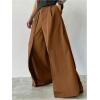 imageOYOANGLE Mens Baggy Wide Leg Pants Zipper Fly Pleated Trousers Business Casual Dress Pants with PocketBronze