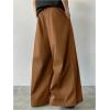 imageOYOANGLE Mens Baggy Wide Leg Pants Zipper Fly Pleated Trousers Business Casual Dress Pants with PocketBronze