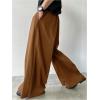 imageOYOANGLE Mens Baggy Wide Leg Pants Zipper Fly Pleated Trousers Business Casual Dress Pants with PocketBronze