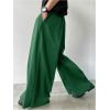 imageOYOANGLE Mens Baggy Wide Leg Pants Zipper Fly Pleated Trousers Business Casual Dress Pants with PocketDark Green