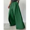 imageOYOANGLE Mens Baggy Wide Leg Pants Zipper Fly Pleated Trousers Business Casual Dress Pants with PocketDark Green