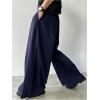 imageOYOANGLE Mens Baggy Wide Leg Pants Zipper Fly Pleated Trousers Business Casual Dress Pants with PocketDeep Blue