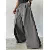 imageOYOANGLE Mens Baggy Wide Leg Pants Zipper Fly Pleated Trousers Business Casual Dress Pants with PocketGrey