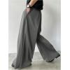 imageOYOANGLE Mens Baggy Wide Leg Pants Zipper Fly Pleated Trousers Business Casual Dress Pants with PocketGrey
