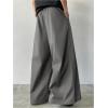 imageOYOANGLE Mens Baggy Wide Leg Pants Zipper Fly Pleated Trousers Business Casual Dress Pants with PocketGrey