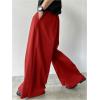 imageOYOANGLE Mens Baggy Wide Leg Pants Zipper Fly Pleated Trousers Business Casual Dress Pants with PocketRed