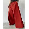 imageOYOANGLE Mens Baggy Wide Leg Pants Zipper Fly Pleated Trousers Business Casual Dress Pants with PocketRed