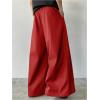 imageOYOANGLE Mens Baggy Wide Leg Pants Zipper Fly Pleated Trousers Business Casual Dress Pants with PocketRed
