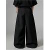 imageOYOANGLE Mens Baggy Wide Leg Pants Zipper Fly Pleated Work Casual Long Trousers with PocketBlack