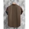 imageOYOANGLE Mens Button Down Short Sleeve Shirts Graphic Collared Neck Beach Vacation ShirtsDeep Brown