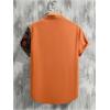 imageOYOANGLE Mens Button Down Short Sleeve Shirts Graphic Collared Neck Beach Vacation ShirtsOrange