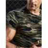 imageOYOANGLE Mens Camo Print Short Sleeve T Shirts Crew Neck Slim Fit Knitted Sport Athletic Pullover Shirt TopsArmy Green