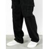 imageOYOANGLE Mens Cargo Jeans Embroidered Flap Pocket Straight Leg Denim Cargo PantsBlack
