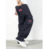 imageOYOANGLE Mens Cargo Jeans Embroidered Flap Pocket Straight Leg Denim Cargo PantsGrey