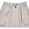 imageOYOANGLE Mens Cargo Pants Elastic Waist Flap Pockets Hip Hop Baggy Harem PantsBeige Solid