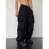 imageOYOANGLE Mens Cargo Pants Elastic Waist Flap Pockets Hip Hop Baggy Harem PantsBlack