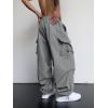 imageOYOANGLE Mens Cargo Pants Elastic Waist Flap Pockets Hip Hop Baggy Harem PantsGrey