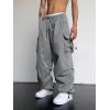 imageOYOANGLE Mens Cargo Pants Elastic Waist Flap Pockets Hip Hop Baggy Harem PantsGrey