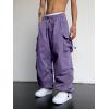 imageOYOANGLE Mens Cargo Pants Elastic Waist Flap Pockets Hip Hop Baggy Harem PantsPurple Solid