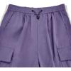 imageOYOANGLE Mens Cargo Pants Elastic Waist Flap Pockets Hip Hop Baggy Harem PantsPurple Solid