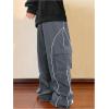imageOYOANGLE Mens Cargo Track Pants Drawstring Elastic Waist Flap Pockets Hip Hop Baggy Harem PantsDark Grey