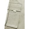imageOYOANGLE Mens Casual Drawstring Elastic Waist Flap Pocket Letter Graphic Street Jogger Cargo PantsBeige