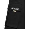imageOYOANGLE Mens Casual Drawstring Elastic Waist Flap Pocket Letter Graphic Street Jogger Cargo PantsBlack Solid