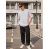 imageOYOANGLE Mens Casual Drawstring Elastic Waist Flap Pocket Letter Graphic Street Jogger Cargo PantsBlack Solid