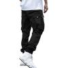 imageOYOANGLE Mens Casual Drawstring Elastic Waist Flap Pocket Letter Graphic Street Jogger Cargo PantsDark Black