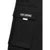 imageOYOANGLE Mens Casual Drawstring Elastic Waist Flap Pocket Letter Graphic Street Jogger Cargo PantsDark Black