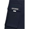 imageOYOANGLE Mens Casual Drawstring Elastic Waist Flap Pocket Letter Graphic Street Jogger Cargo PantsDark Blue