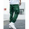 imageOYOANGLE Mens Casual Drawstring Elastic Waist Flap Pocket Letter Graphic Street Jogger Cargo PantsDark Green