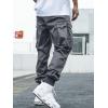 imageOYOANGLE Mens Casual Drawstring Elastic Waist Flap Pocket Letter Graphic Street Jogger Cargo PantsDark Grey