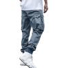 imageOYOANGLE Mens Casual Drawstring Elastic Waist Flap Pocket Letter Graphic Street Jogger Cargo PantsDusty Blue