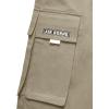 imageOYOANGLE Mens Casual Drawstring Elastic Waist Flap Pocket Letter Graphic Street Jogger Cargo PantsKhaki