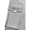 imageOYOANGLE Mens Casual Drawstring Elastic Waist Flap Pocket Letter Graphic Street Jogger Cargo PantsLight Grey