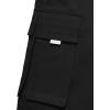 imageOYOANGLE Mens Casual Drawstring Elastic Waist Flap Pocket Letter Graphic Street Jogger Cargo PantsPlain Black